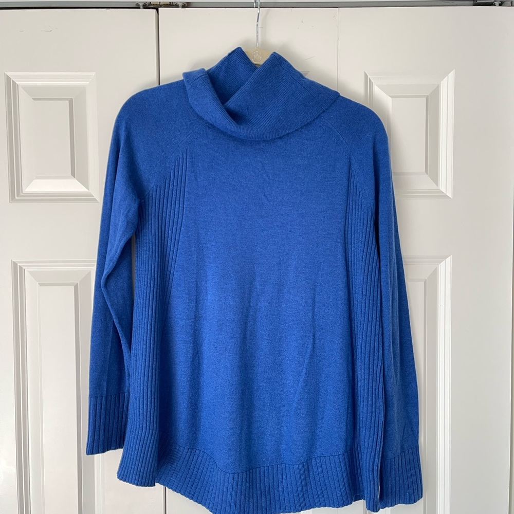 LOFT NAVY BLUE COWL NECK PULLOVER SWEATER